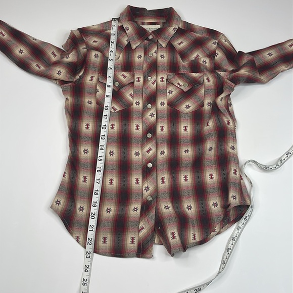 Ralph Lauren Denim & Supply Tan Red Western Plaid Flannel Buttondown Size XS - Picture 5 of 9